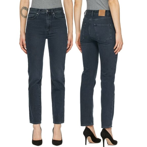 TOTEME Faded Cotton Regular-Fit Straight-Leg Denim Jeans (Vintage Black)